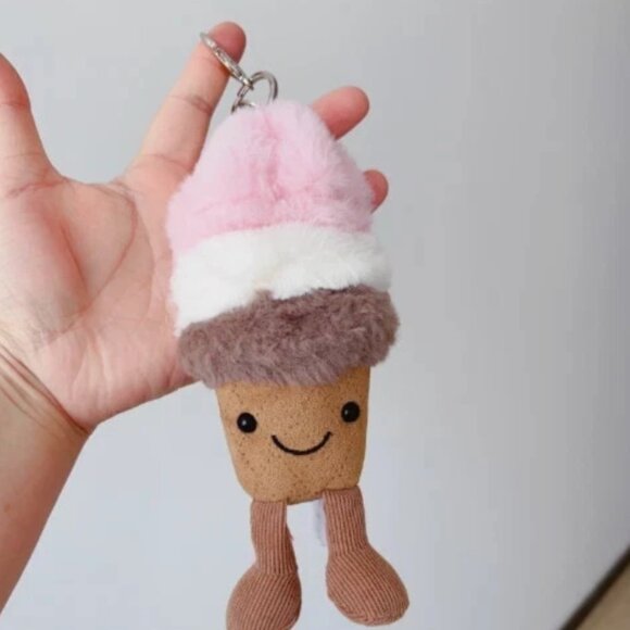Jellycat Amuseable Ice Cream Bag Charm Keychain Soft Plush Food Toy NWT - Picture 3 of 3